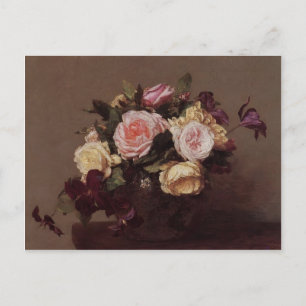 Henri Fantin-Latour- Rose und Clematis Postkarte