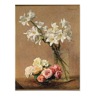 Henri Fantin-Latour - Rose und Lilies Fotodruck