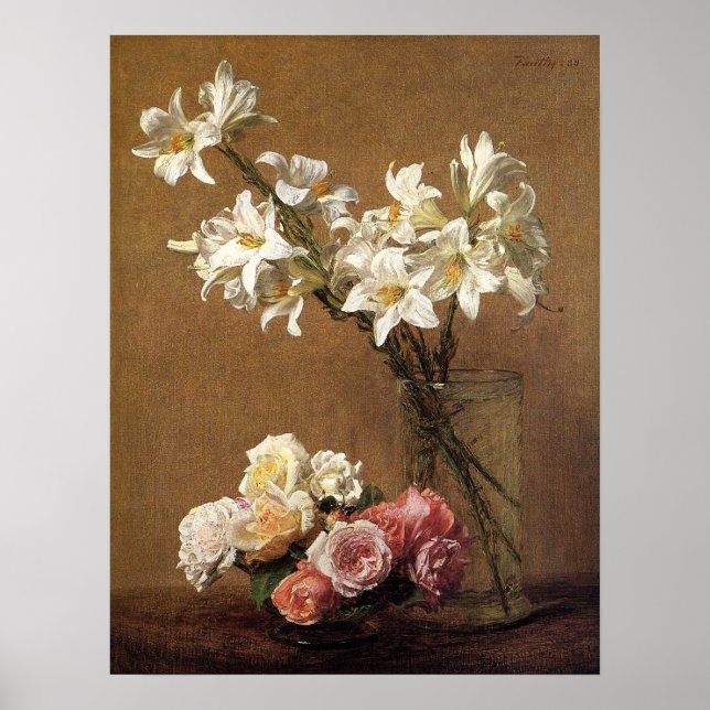 Henri Fantin-Latour Rose und Lilies Poster (Vorne)