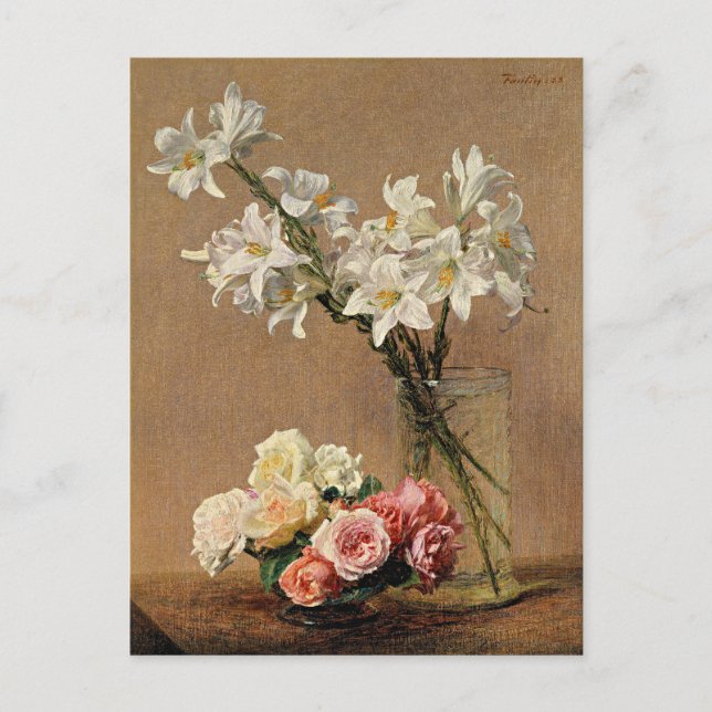 Henri Fantin-Latour - Rose und Lilies Postkarte (Vorderseite)