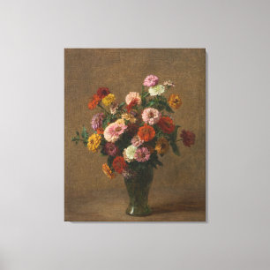 Henri Fantin-Latour Vintag Zinnias Pink Yellow Leinwanddruck