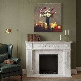 Henri Fantin-Latour's Asters and Frucht auf einem Leinwanddruck