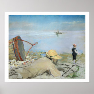 Henri Guerard, der auf dem Strand sich entspannt Poster