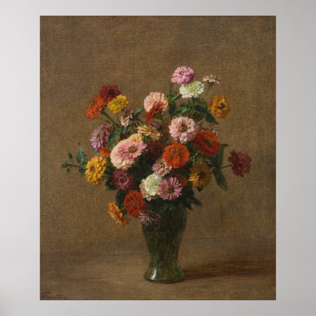 Henri Latour - Zinnias Poster (Vorne)