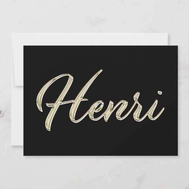 Henri Name white gold Handwriting Karte (Vorderseite)