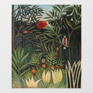 Henri Rousseau - Affen & Papagei im Jungfrau-Wald Fensteraufkleber