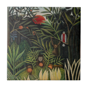 Henri Rousseau - Affen & Papagei im Jungfrau-Wald Fliese