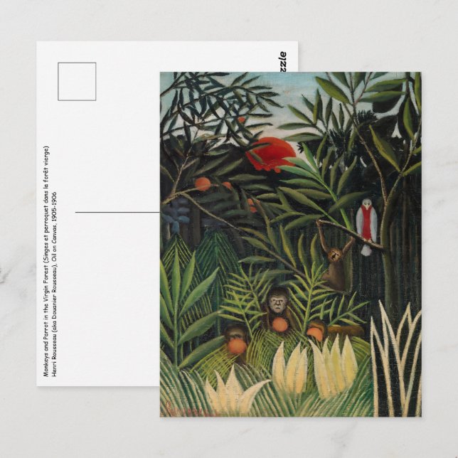 Henri Rousseau - Affen & Papagei im Jungfrau-Wald Postkarte (Vorne/Hinten)