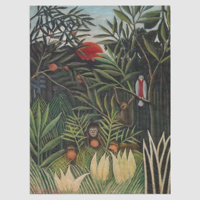 Henri Rousseau - Affen & Papagei im Jungfrau-Wald Seidenpapier (Von Creator hochgeladen)