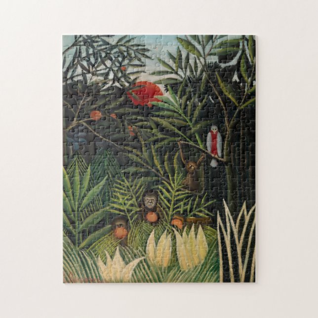 Henri Rousseau - Affen & Papagei im Urwald Puzzle (Vertikal)