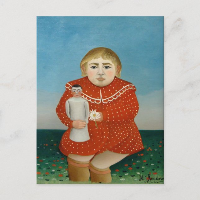 Henri Rousseau - Das Mädchen mit einer Puppe Postkarte (Vorderseite)