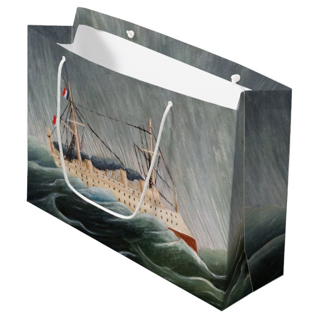 Henri Rousseau - Das Schiff im Tempest Große Geschenktüte (Vorderseite Schrägansicht)