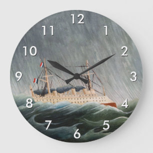 Henri Rousseau - Das Schiff im Tempest Große Wanduhr
