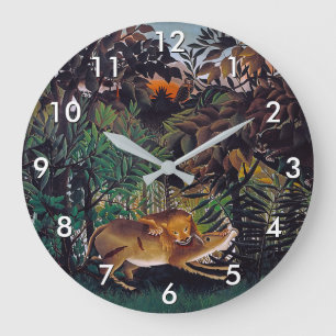 Henri Rousseau - Der hungrige Löwe Große Wanduhr