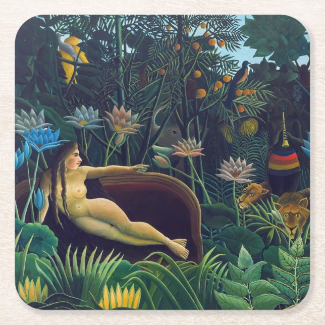 Henri Rousseau - Der Traum / Le Reve Rechteckiger Pappuntersetzer (Vorderseite)