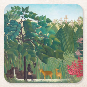 Henri Rousseau - Der Wasserfall Rechteckiger Pappuntersetzer