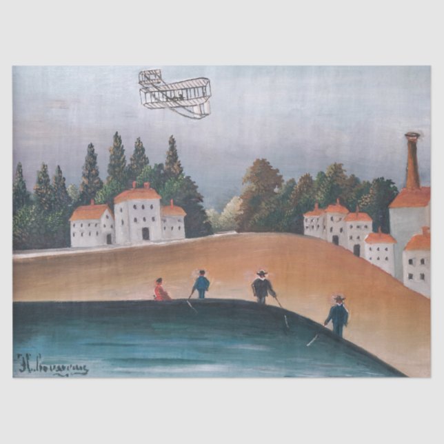 Henri Rousseau - Die Fischer und das Biplane Seidenpapier (Vorderseite)