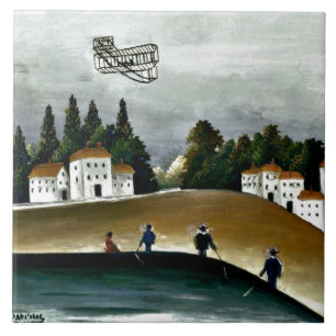 Henri Rousseau - Die Fischer und der Doppeldecker Fliese