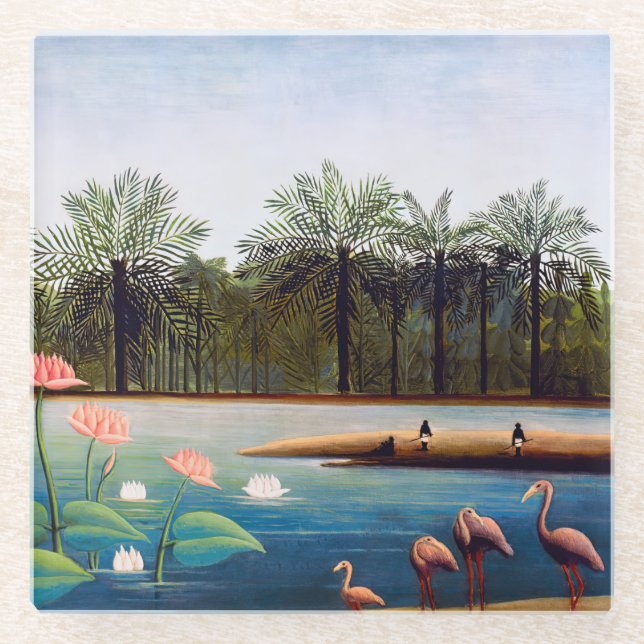 Henri Rousseau - Die Flamingos Glasuntersetzer (Vorderseite)