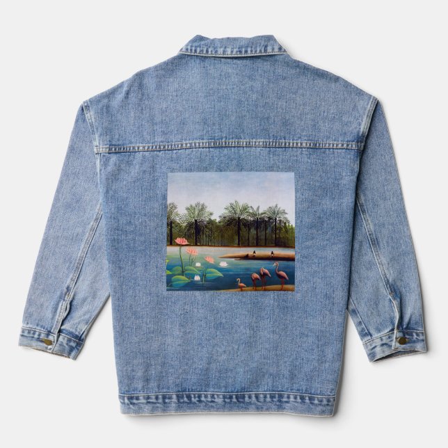 Henri Rousseau - Die Flamingos Jeansjacke (Rückseite)