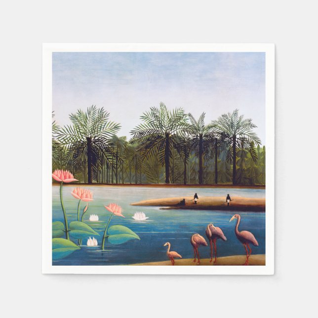 Henri Rousseau - Die Flamingos Serviette (Vorderseite)