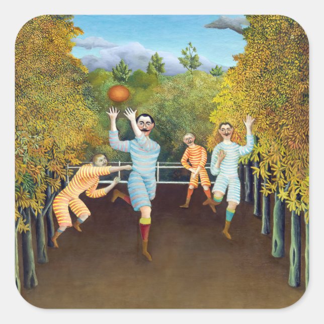 Henri Rousseau - Die Fußballspieler Quadratischer Aufkleber (Vorderseite)