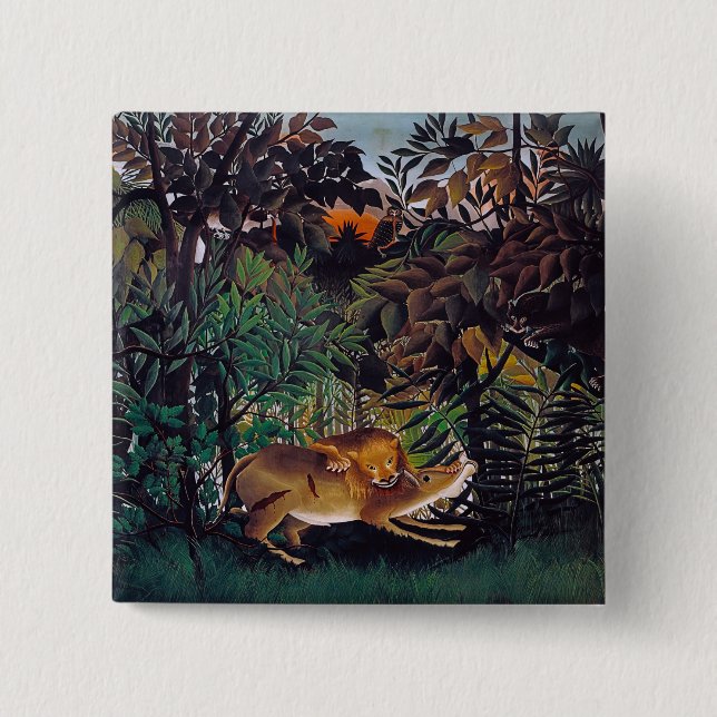 Henri Rousseau - Die Hungersnot Button (Vorderseite)