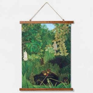 Henri Rousseau - Die lustigen Possenreißer Wandteppich Mit Holzrahmen