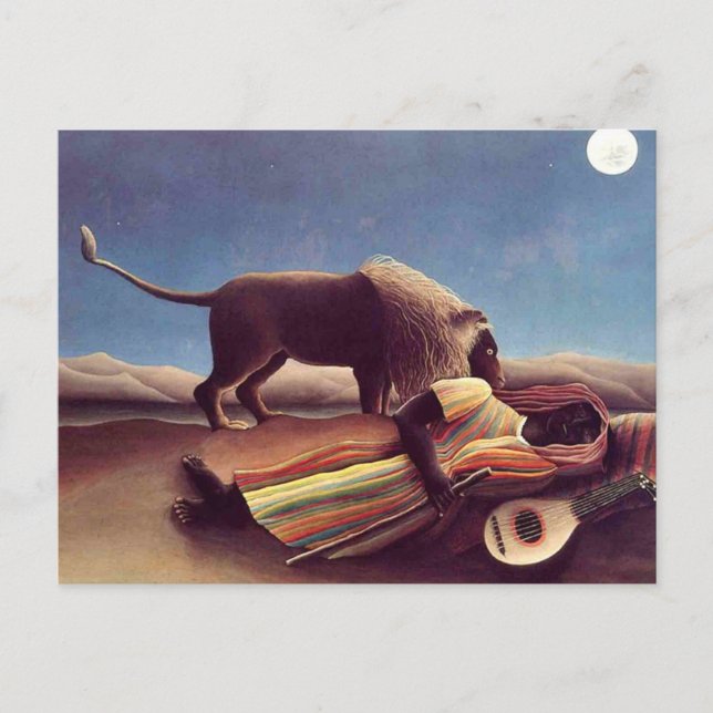 Henri Rousseau - Die schlafende Sinti und Roma Postkarte (Vorderseite)