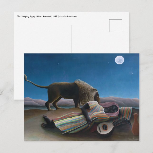 Henri Rousseau - Die schlafende Sinti und Roma Postkarte (Vorne/Hinten)