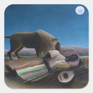 Henri Rousseau - Die schlafende Zigeunerin Quadratischer Aufkleber