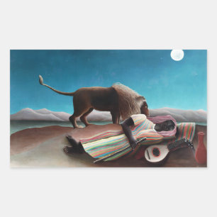 Henri Rousseau Die Schlafende Zigeunerin Vintage Rechteckiger Aufkleber