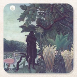 Henri Rousseau - Die Schlangenbeschwörerin Rechteckiger Pappuntersetzer