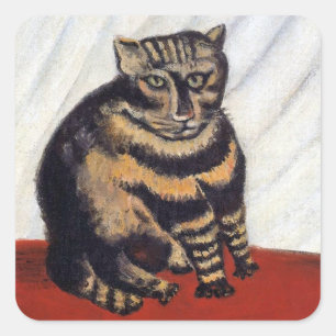 Henri Rousseau - Die Tigerkatze ( Le Chat Tigre ) Quadratischer Aufkleber
