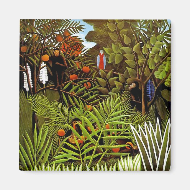 Henri Rousseau - Exotische Landschaft Dschungel Ku Magnet (Vorne)