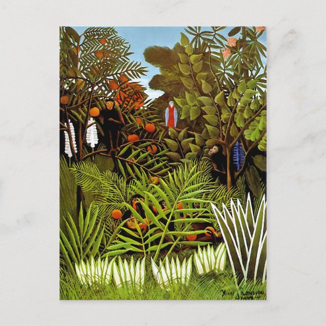 Henri Rousseau - Exotische Landschaft Dschungel Ku Postkarte (Vorderseite)