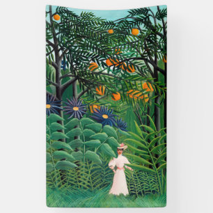 Henri Rousseau - Frau, die in einem exotischen Wal Banner