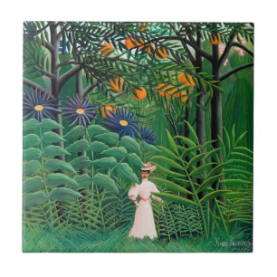 Henri Rousseau - Frau, die in einem exotischen Wal Fliese