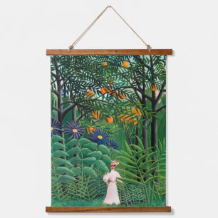Henri Rousseau - Frau, die in einem exotischen Wal Wandteppich Mit Holzrahmen