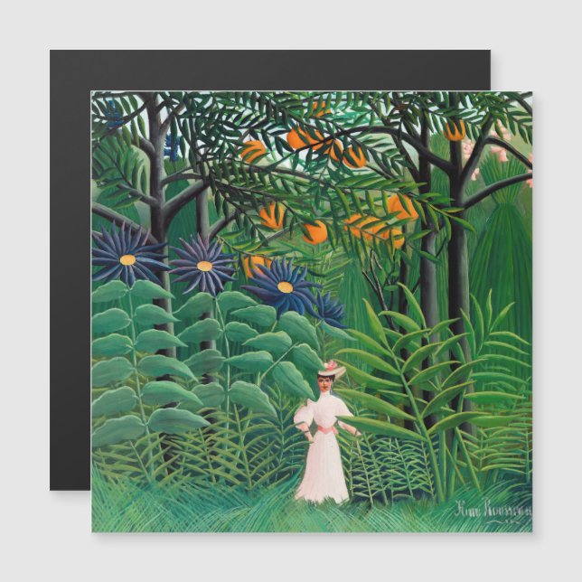 Henri Rousseau - Frau in Forest Magnetkarte (Vorne/Hinten)