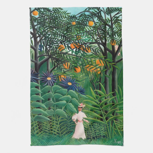 Henri Rousseau - Frauen wandern in einem exotische Geschirrtuch (Vertikal)