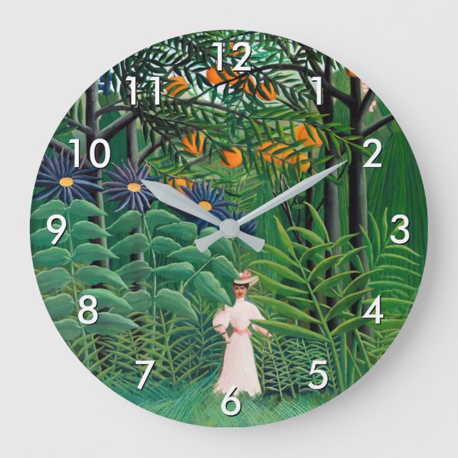 Henri Rousseau - Frauen wandern in einem exotische Große Wanduhr (Vorderseite)