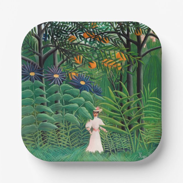 Henri Rousseau - Frauen wandern in einem exotische Pappteller (Vorderseite)