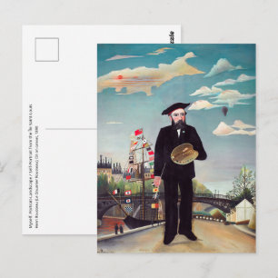 Henri Rousseau - Ich selbst Portrait Landschaft Postkarte