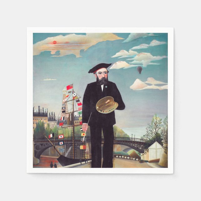 Henri Rousseau - Ich selbst Portrait Landschaft Serviette (Vorderseite)