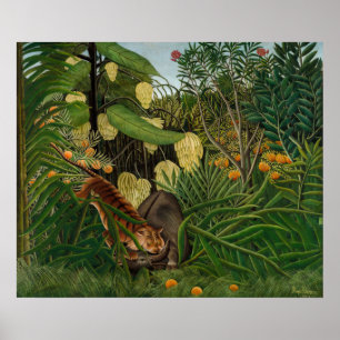 Henri Rousseau - Kampf zwischen Tiger und Büffel Poster
