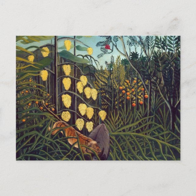 Henri Rousseau Kampf zwischen Tiger und Bull Postkarte (Vorderseite)