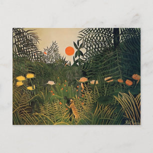 Henri Rousseau - Neger von einem Jaguar angegriffe Postkarte