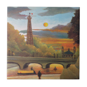 Henri Rousseau - Seine und Eiffelturm bei Sonnenun Fliese
