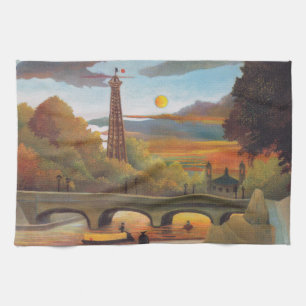 Henri Rousseau - Seine und Eiffelturm bei Sonnenun Geschirrtuch